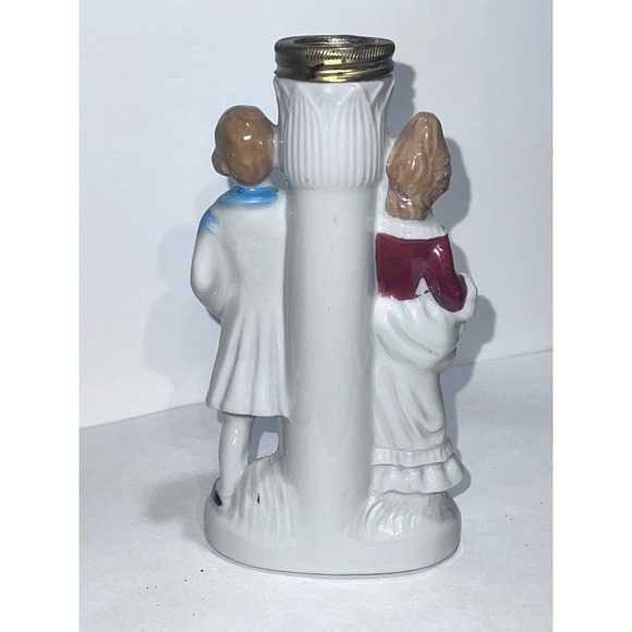 Vintage Porcelain Oil Lamp Base Colonial Victorian Couple Occupied Japan - Picture 3 of 8